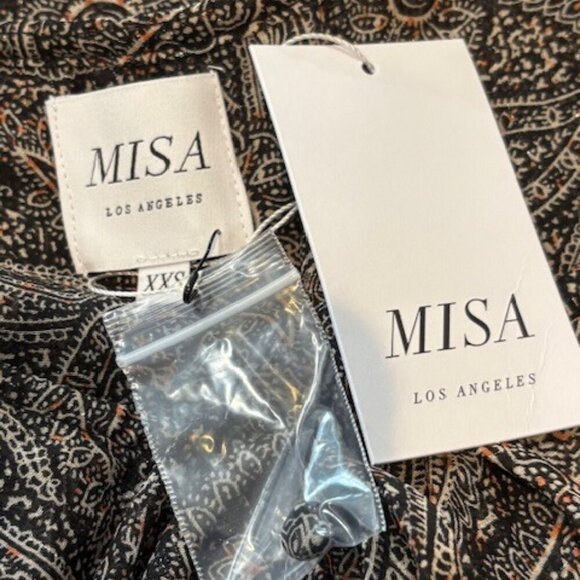 Misa Los Angeles “Donna” Paisley Shimmer & Ruffle Long-Sleeve Dress – XXS NWT! - Picture 12 of 14